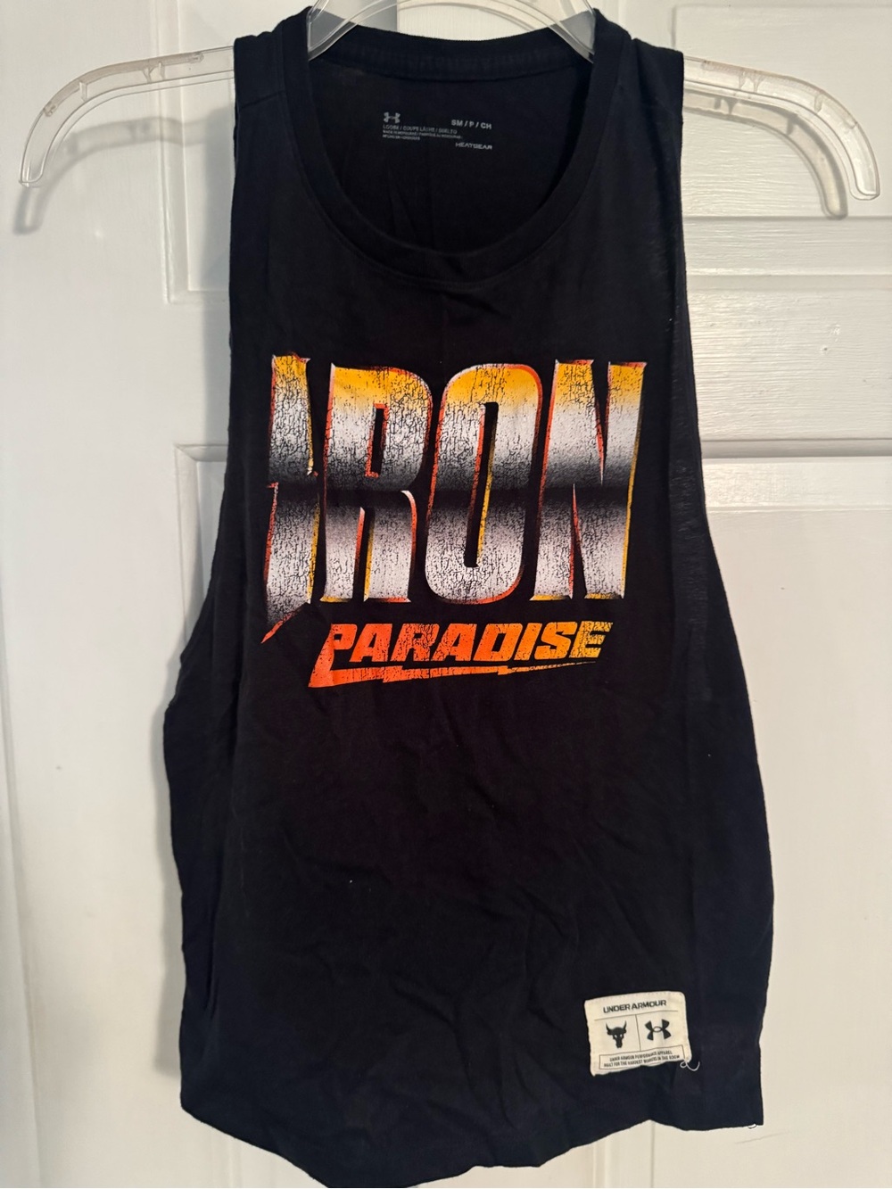 Under Armour iron paradise Black Graphic Training Tee with White Patch